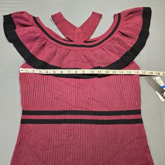 XOXO Purple Knit Maxi Dress NEW Sleeveless Pencil Ruffled Halter Neck Women's XL - Picture 7 of 10